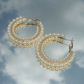 Double Pearl Hoop shinelikejewel