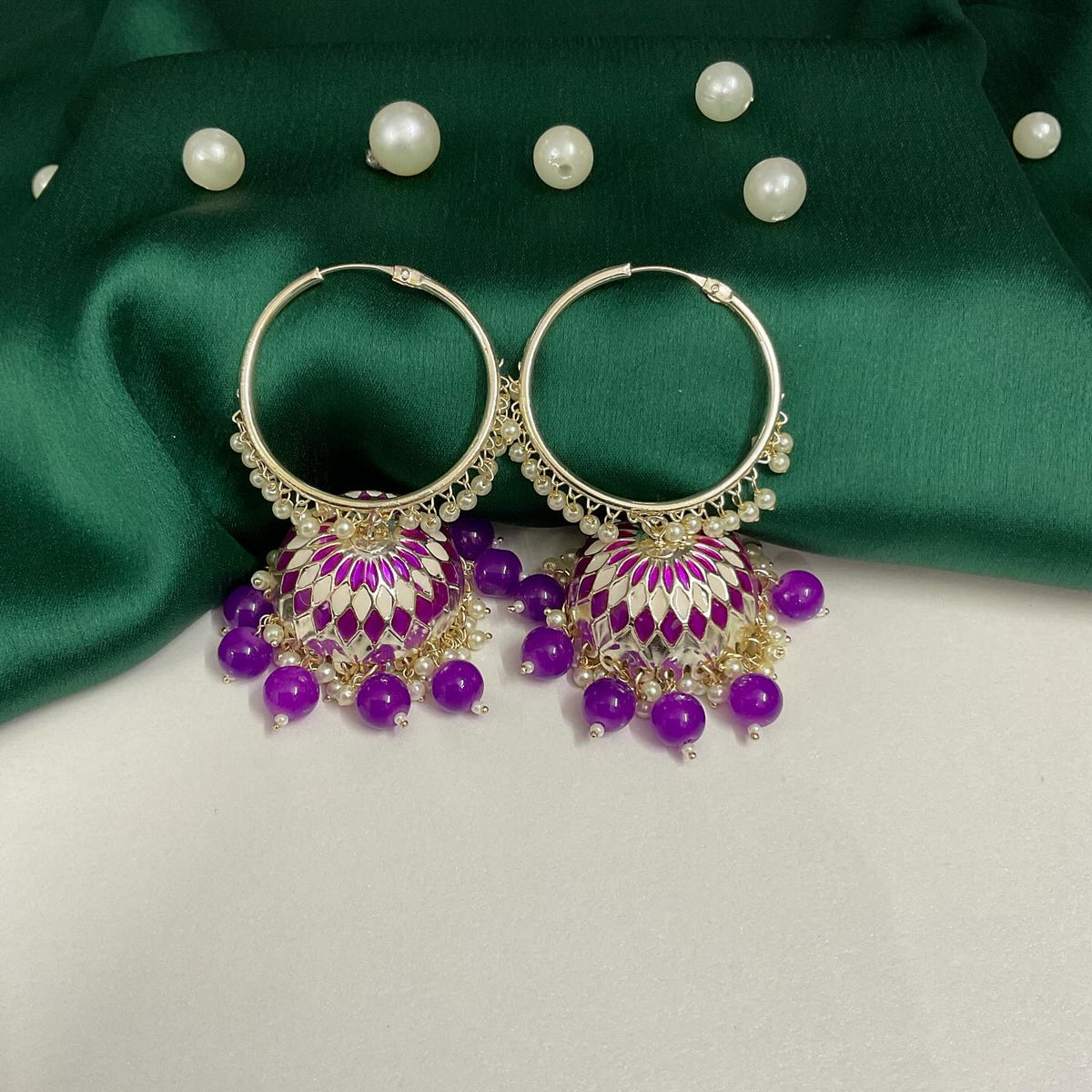 Jamun Hoop Jhumka Earrings