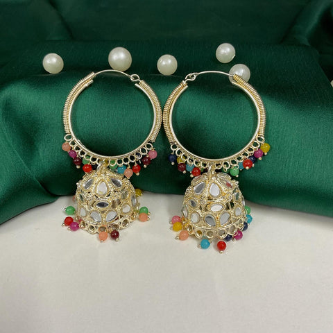 Rainbow Hoop Jhumka Earrings