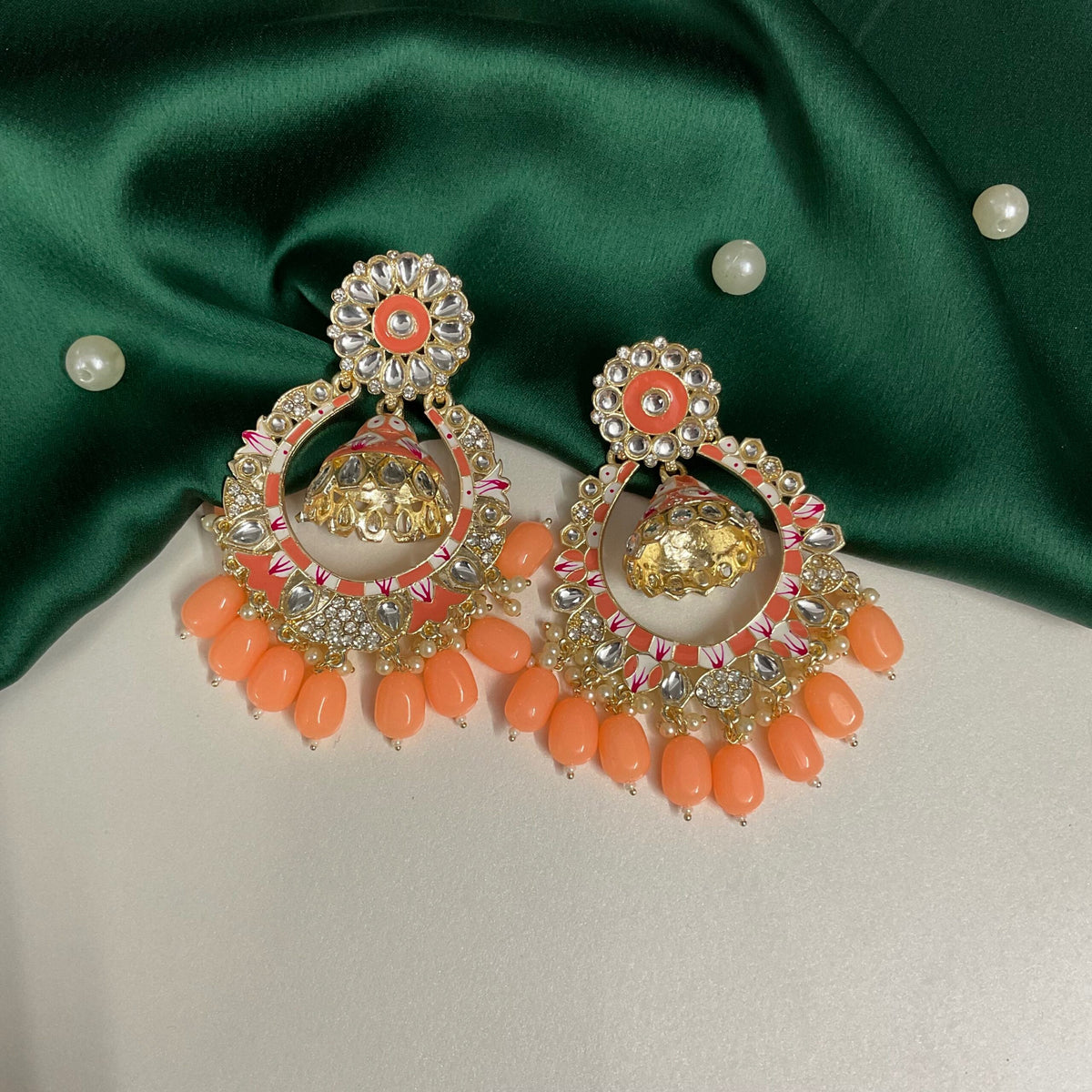 Narangi Meenakari Earrings