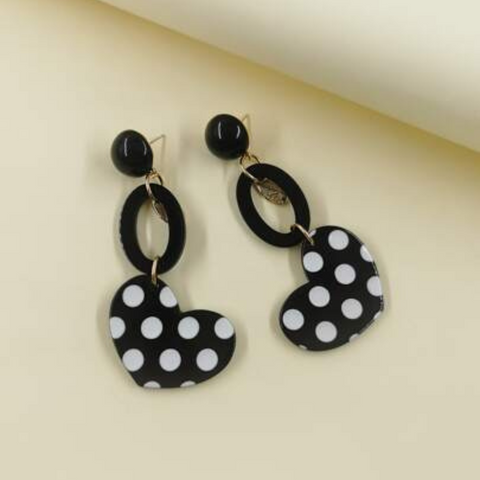 Black & White Heart Earrings