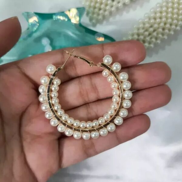 Double Pearl Hoops - Image 2